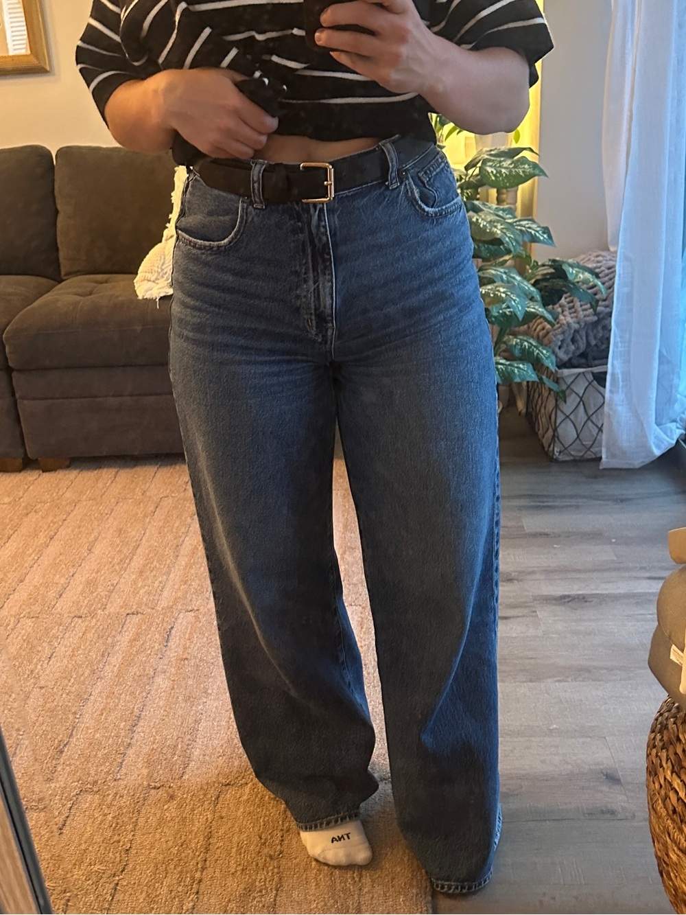 Madewell Dark Blue High-Rise Wide-Leg Jeans